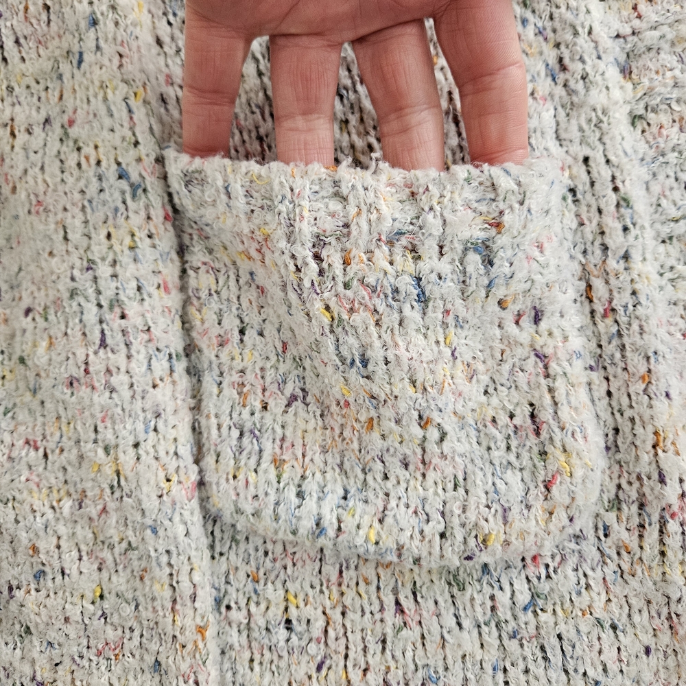 🖤3/$15 Cream Speckled Open Cardigan with Multicolor Flecks, Size Small - Picture 4 of 10